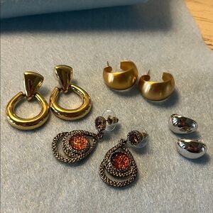 Elegant Gold and Silver Earring Set